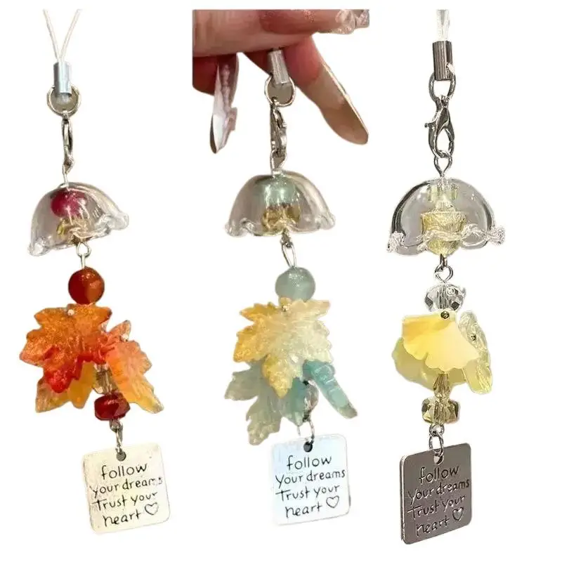 1 Stück transparente Quallenblume Ginkgo Hängeanhänger Windspiel Bastelartikel mit inspirierendem Anhänger für Handy- und Rucksackdekoration – Detail 9