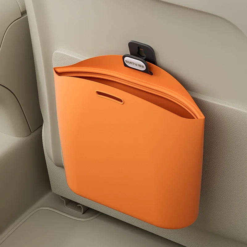 Silicone Car Trash Can Hanging Waste Bin for Vehicle Storage and Garbage Collection Space Saving Organizers Foldable Waste Bin