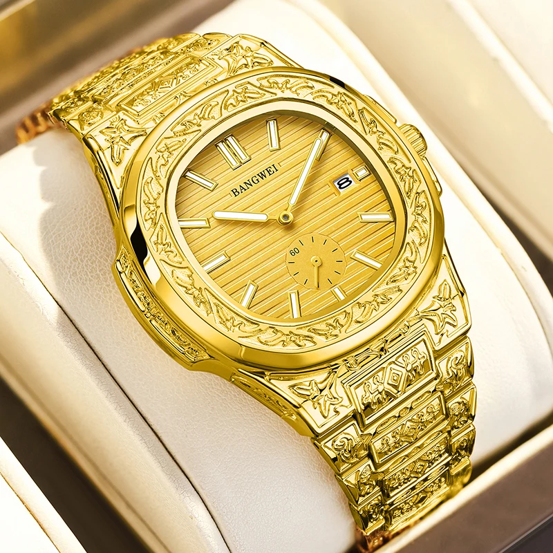 

Роскошные золотые женские часы BANGWEI, деловые, светящиеся, модные, водонепроницаемые до 30 м, элегантные женские часы, кварцевые часы для женщин, reloj