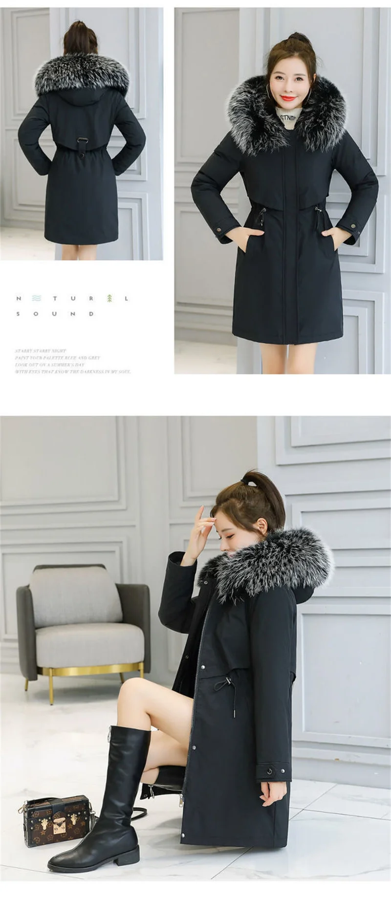 New Winter Jacket Women's Parkas Thick Warm Fur Lining Long Parka Female Hooded Padded Coat Outwear Female Windbreakers 6XL