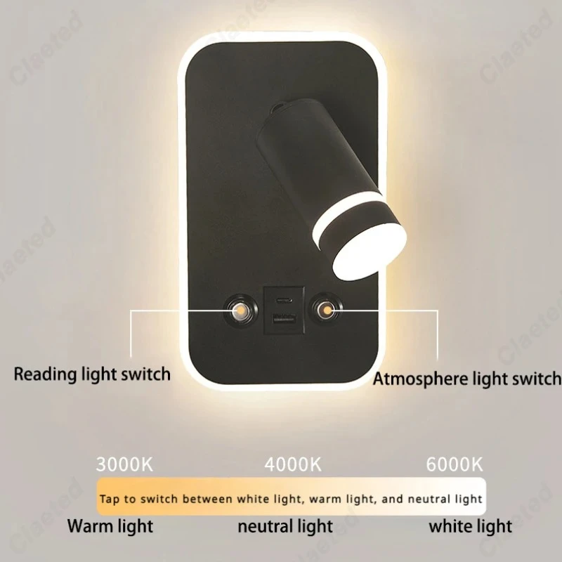 

Креативный настенный светильник для чтения с USB-портом: современный и простой, для дома, прикроватной зоны, отеля, спальни, кабинета