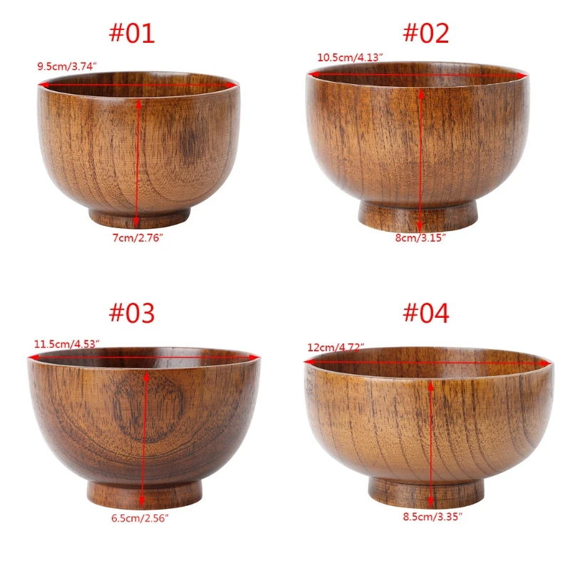 Natural Wooden Bowl Vintage Jujube Drinking Rice Cooking Container Utensil DropShipping