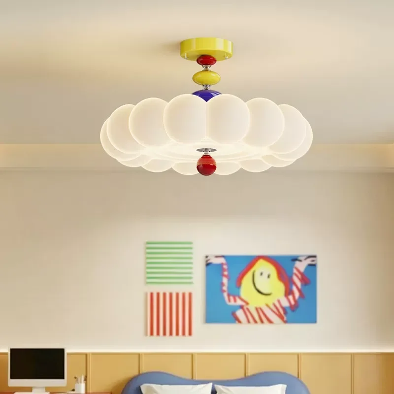 Cream Memphis Style Ceiling Light Warm Love Shape Acrylic Lamp For Princess Children Master Bedroom Decor