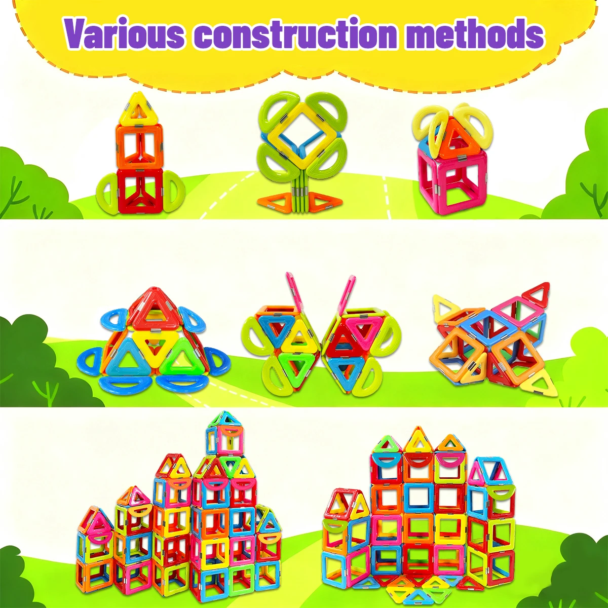 44/74/98 Uds. Bloques de construcción magnéticos 2D/3D DIY juguetes magnéticos para niños juego de construcción de diseñador regalos de cumpleaños para niños Juguetes