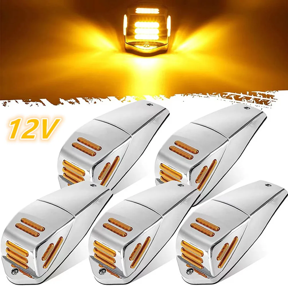 5PCS 12V Truck Cab Marker Light 48LED Car Roof Top Running Lights Amber white Top Clearance light for Trucks SUV Van RV