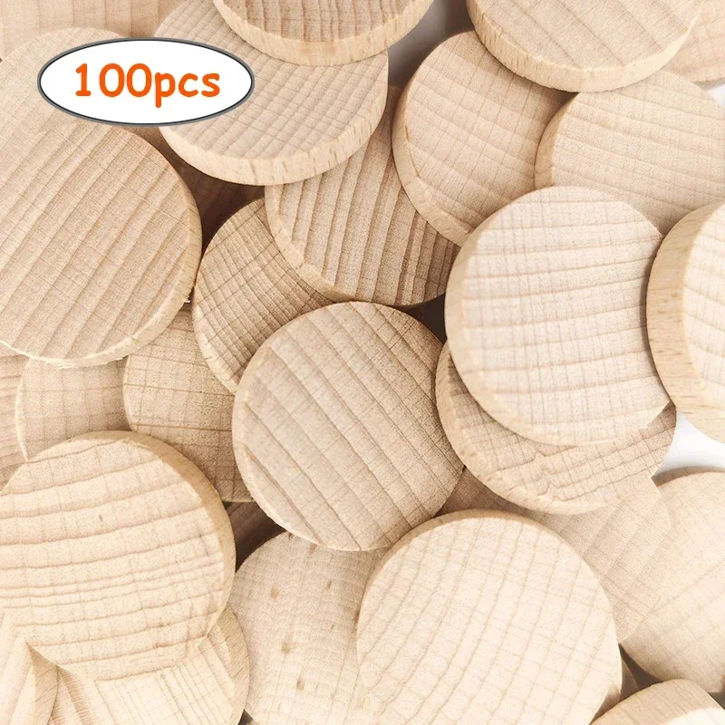 

100pcs 5cm Unfinished Wood Coins, Unfinished Flat DIY Wood Rounds for DIY Craft Project, Home Decor, Painting, Engraving