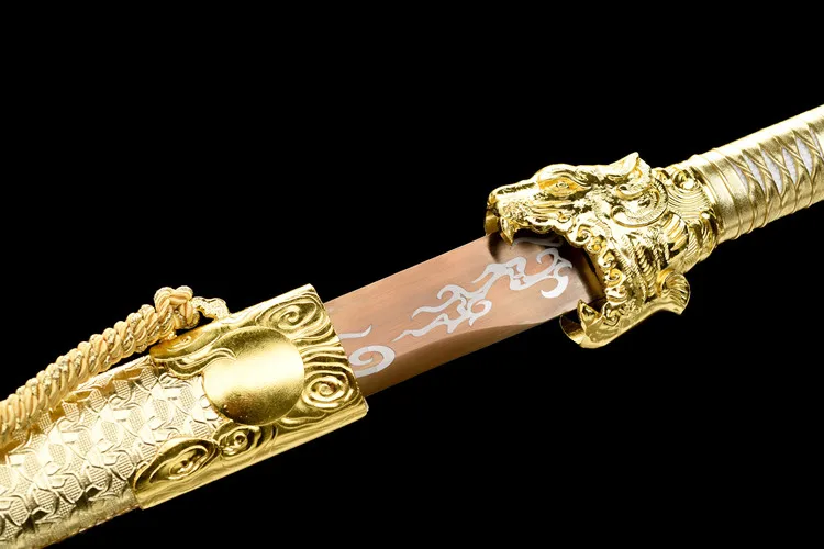 

107 cm Golden Tiger Medieval Sword katana full tang True Steel Templar Knight Free Samurai Sword Battle Preparation Ninja Kung F