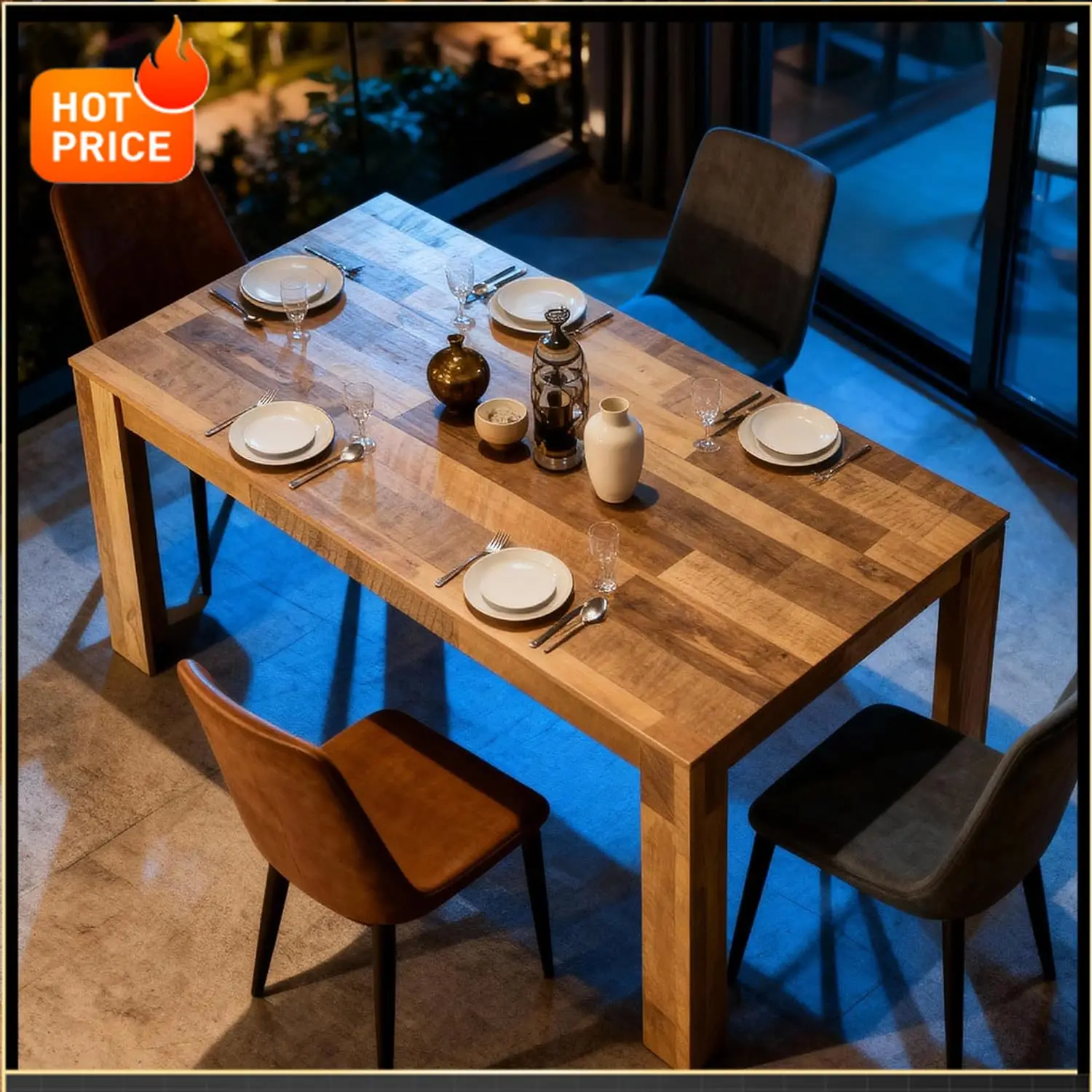 

Бестселлер: Обеденный стол для кухни и столовой 71 дюйм (6 футов) на 6-8 человек, большой деревенский обеденный стол, длинные прямоугольные деревянные столы для бистро