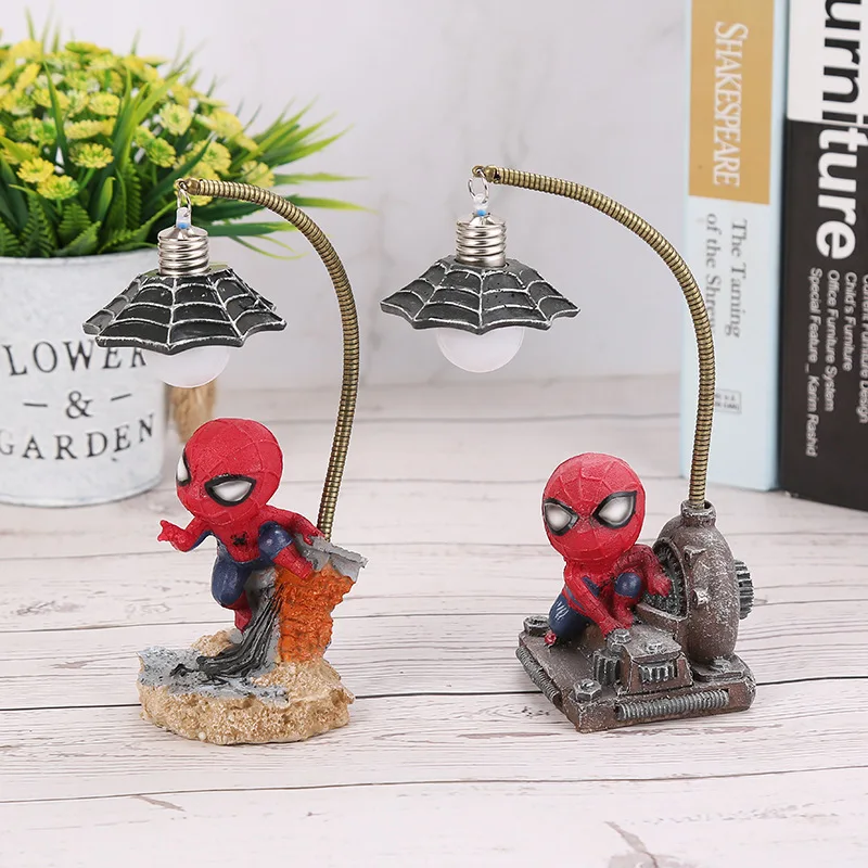 Creative Avengers Spider-Man Night Light Ornament Home Decoration Resin Crafts Children's Birthday Gift