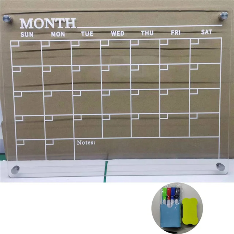 Магнитный блокнот-календарь, акриловый еженедельный ежемесячный планировщик еды, стираемая доска, еженедельный календарь, доска объявлений на холодильник, прочный