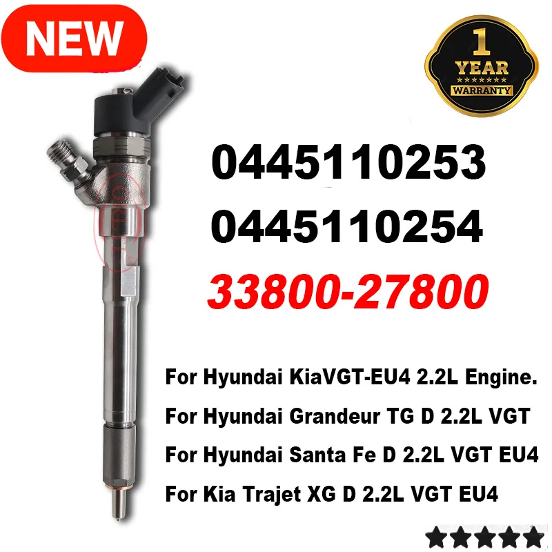 

33800-27800 0445110253 0445110254 New CRDI Diesel Fuel Injector 3380027800 For Hyundai Santa Fe KIA VGT EU4 2.2L Engine ORLTL