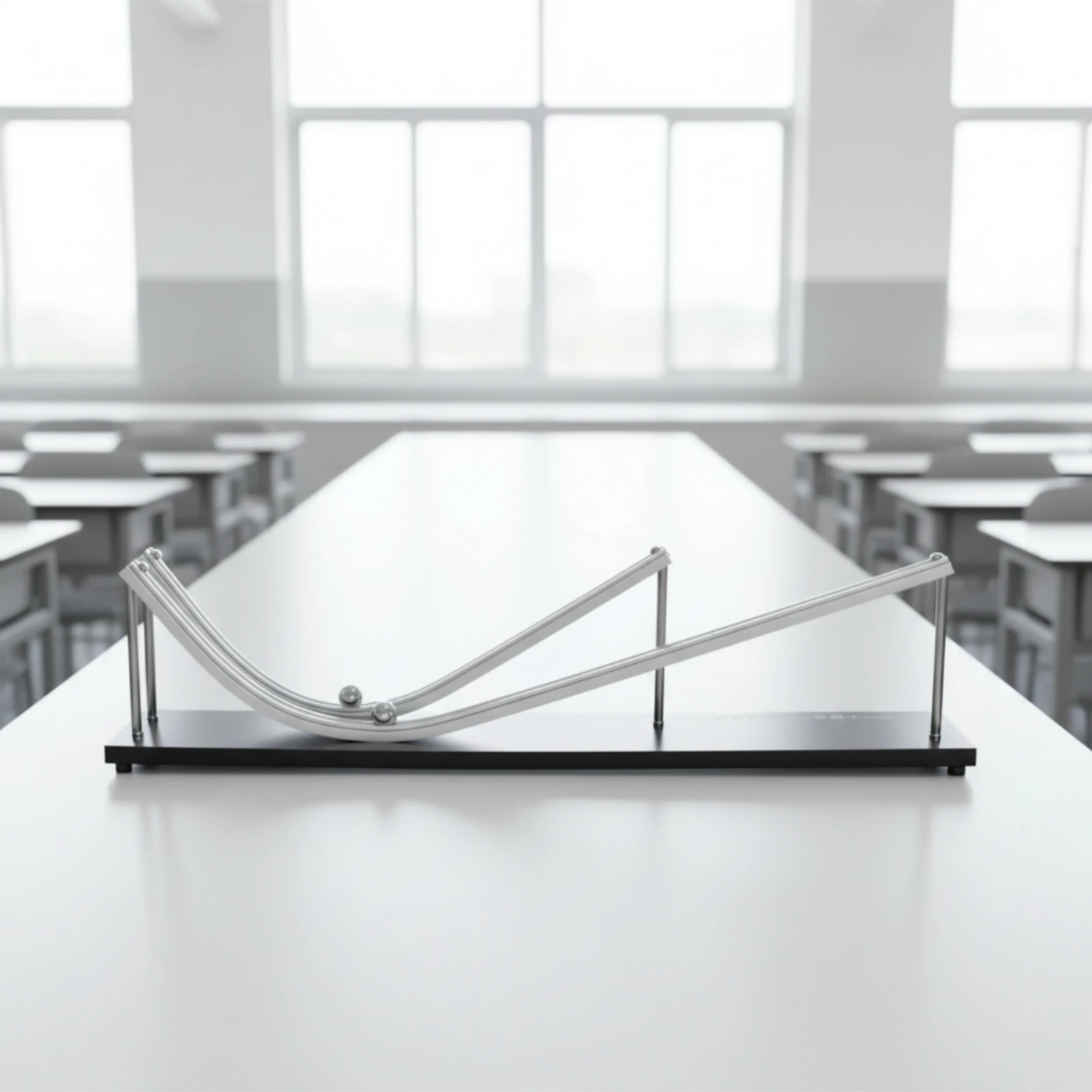 Newton's First Law Apparatus Hands-on Physics Track with Steel Balls Inertia Demonstrator Classroom Use Educational Tool Sturdy