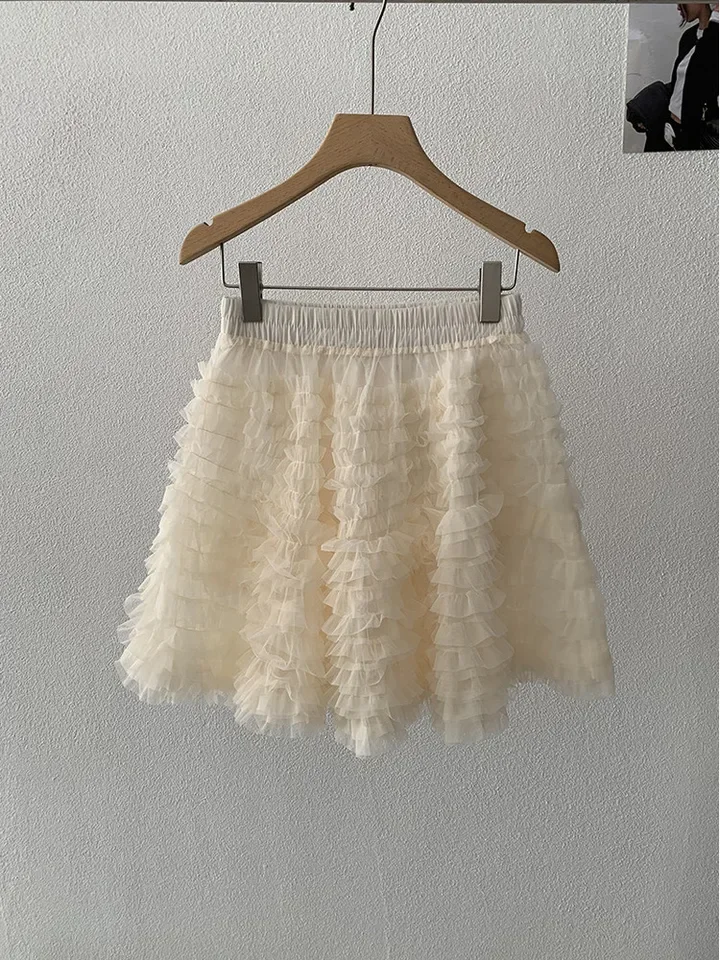 2026 Autumn Winter Women's Multi-layer Mesh Cake Skirt Sweet Elegant Versatile Princess Dress Mini Skirt