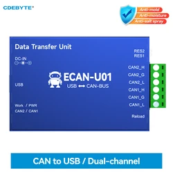Depurador CAN2.0, convertidor CAN a USB, analizador de Bus CDEBYTE ECAN-U01 CAN-BUS, transceptor aislado bidireccional de 2 vías USB2.0