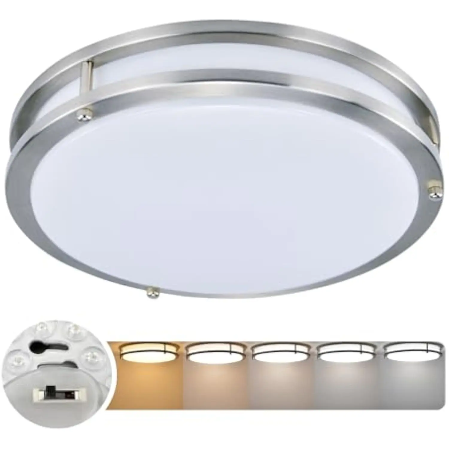 

36W Led Flush Mount Ceiling Light Fixture 16 Inch 1550Lm 5Cct Selectable 3000K/3500K/4000K/5000K/6000K Modern Ceiling Lamp Dim