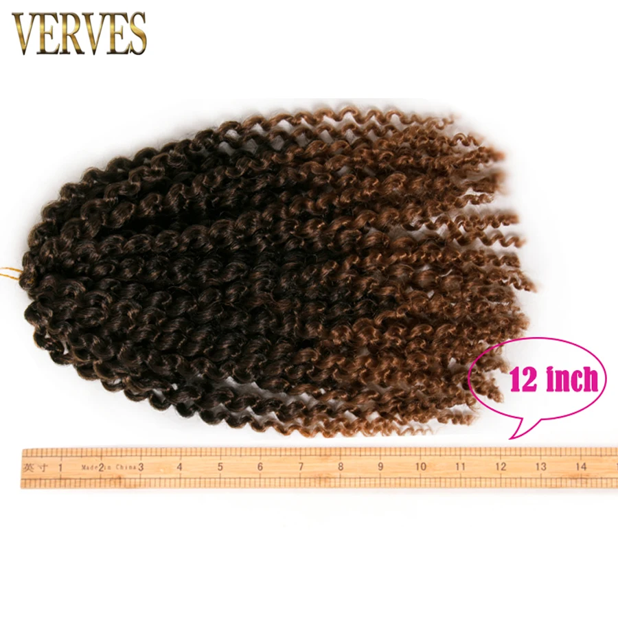 VERVES-extensiones de cabello trenzado de ganchillo, pelo sintético de 12 pulgadas, degradado, color rubio Borgoña y negro, 60g por pieza