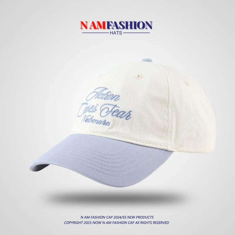 

Baseball Cap Women's Spring and Summer Street Stitching Contrast Color Korean Style Fashion Brand Letters Embroidered Peaked Cap