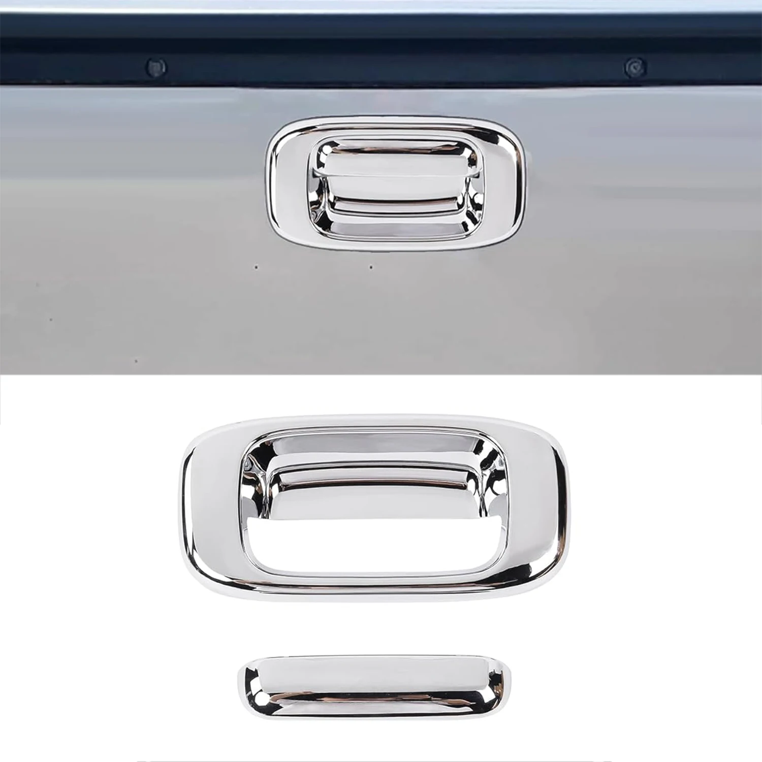 Tailgate Handle Cover Chrome Trim Rear Door Handle Protector ABS For Chevy Silverado 1999-2006 GMC Sierra 07 Classic No Keyhole