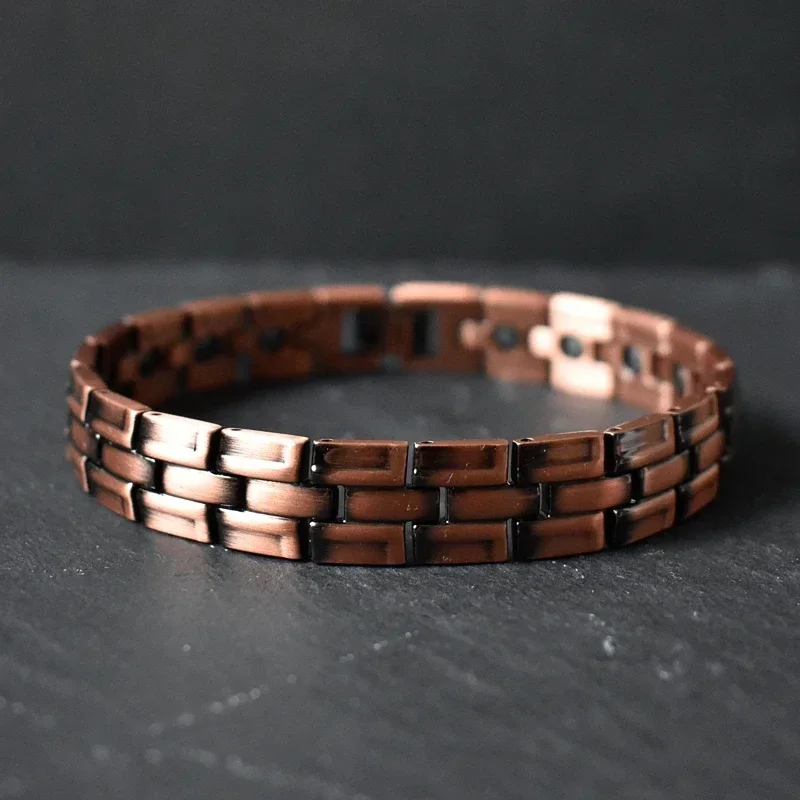 Red Copper Magnetic Therapy Bangle for Men, Strong Magnets Bio-Energy Health Care, Unisex Healing Jewelry Gift