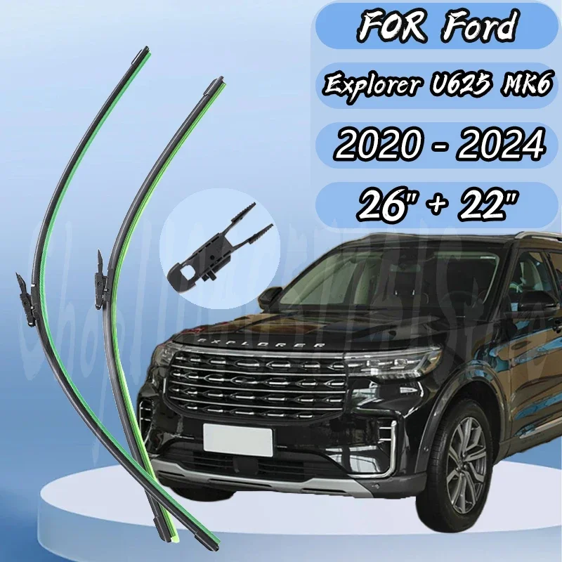 

For Ford Explorer U625 MK6 2020 2021 2022 2023 2024 Wiper Front Wiper Blades Windshield Windscreen Car Rain Brush 26"+22"