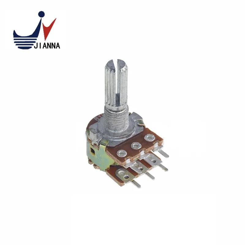 5PCS WH148 Potentiometer 3Pin 6pin B1K B2K B5K B10K B20K B50K B100K B250K B500K B1M Shaft Amplifier Dual Stereo molewei 20/15mm