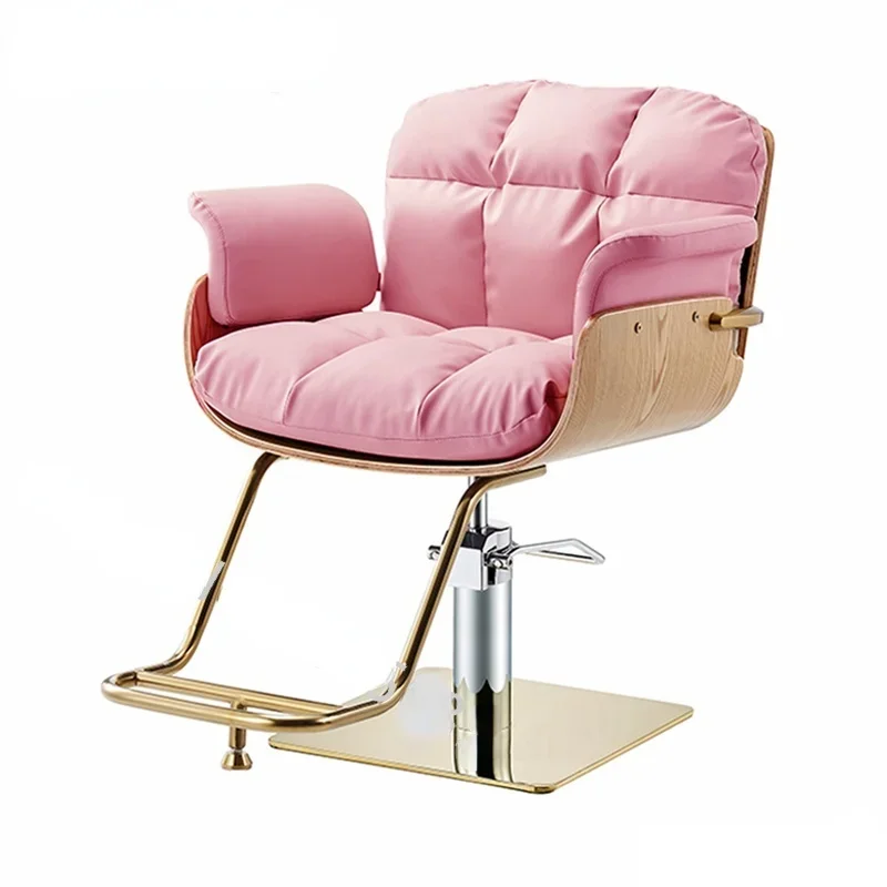 North Pink-Silla de peluquería de pierna dorada, taburete de salón de belleza, silla de elevación de tendencia de estilo americano