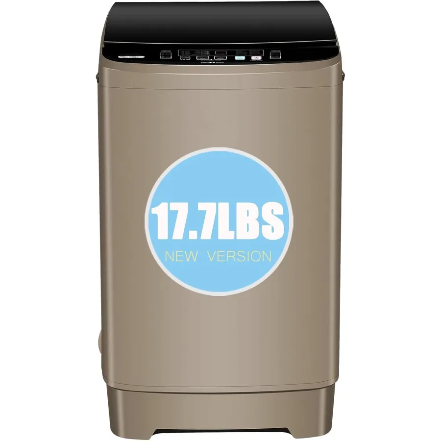 

Compact Portable Washing Machine for Apartments and Dorms Gold Finish with LED Display 8 Water Levels 10 Wash Programs Tub Air