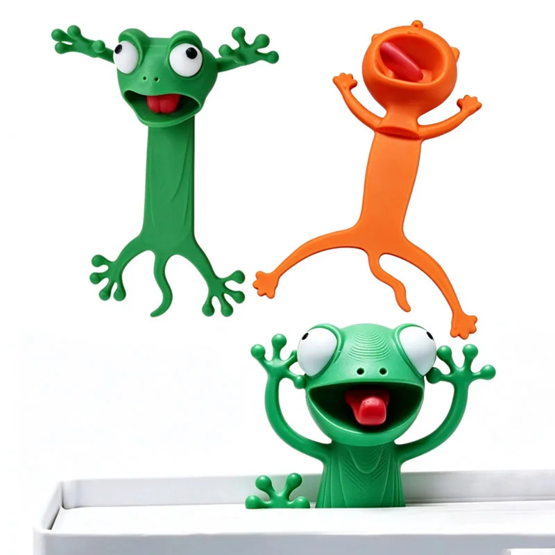 Funny 3D Printed Cartoon Lazy Cat Frog Bookmark Creative Novelty Weird Stuff Page Marker Cute Reading Gifts For Book Lovers