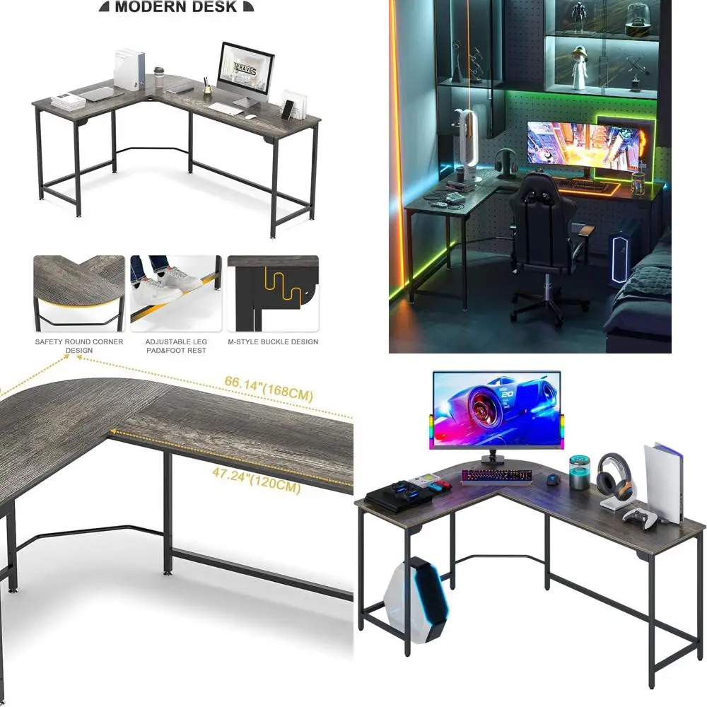 

66 L-Shaped Home Office Desk: Compact Gaming & Study Workstation, Easy Assembly