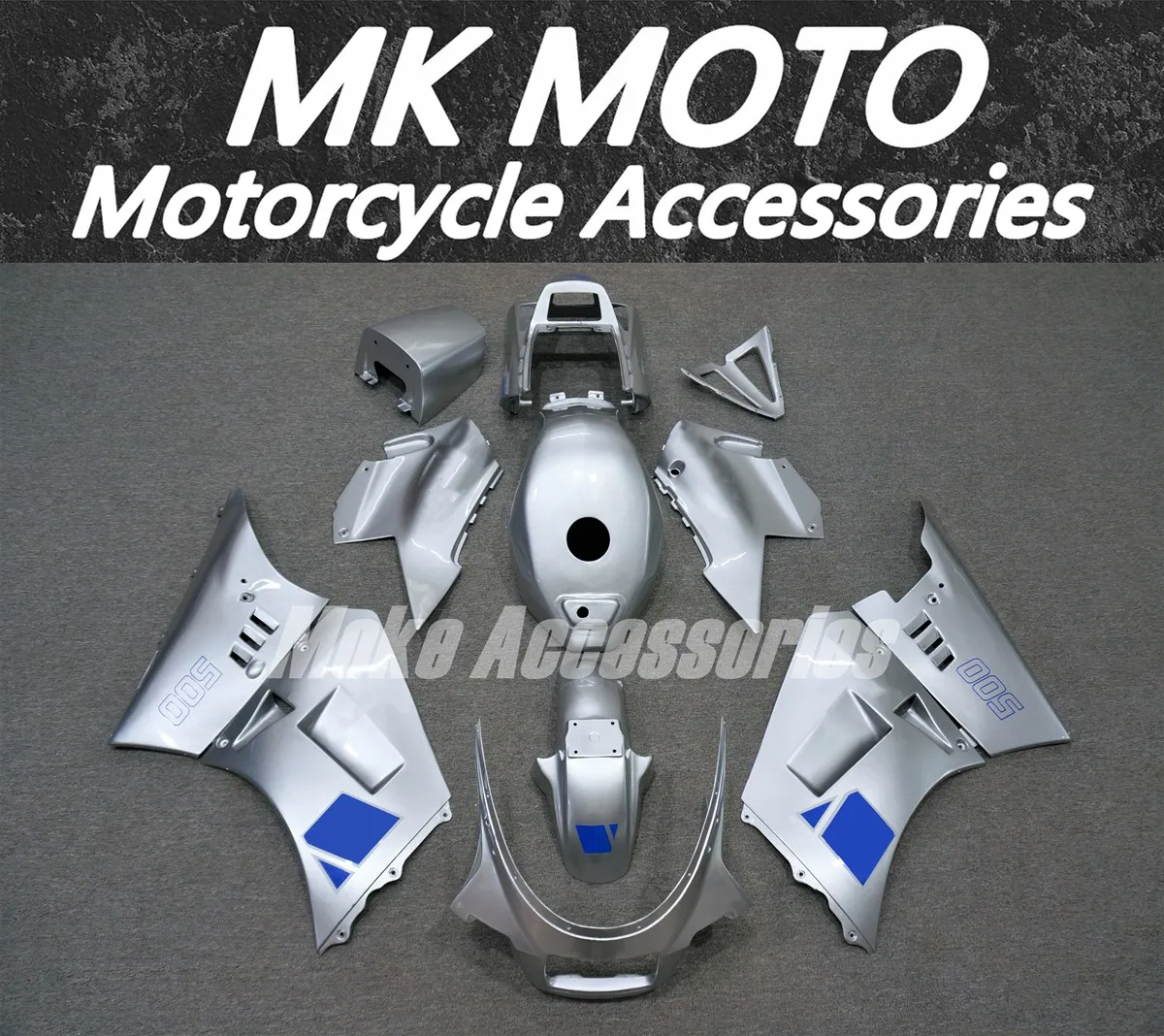 Moke moto Motorcycle Fairings Kit Fit For RG500 RG400 1984 1985 1986 1987 Bodywork Set High Quality Abs Sliver Blue