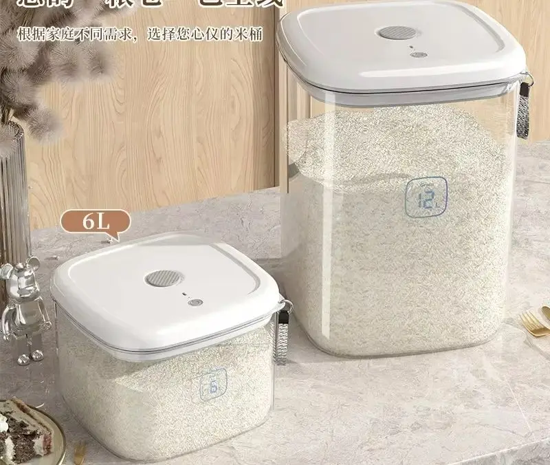 Kitchen Household Vacuum Rice Bucket, Insect Proof and Moisture-Proof Rice Box, Sealed Large Capacity Grain Storage Bucket