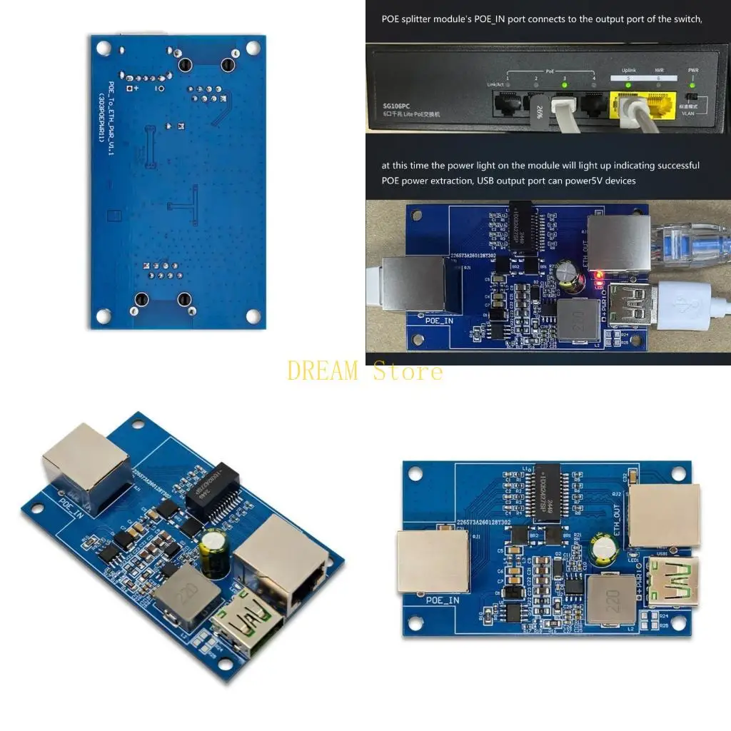 POEs To Gigabit Ethernet And USB 5V Splitter Module For Outdoor Mobile Use With Compact Size And Long PCBs Construction Best