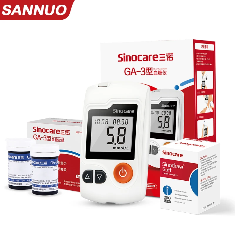 

Sannuo Sinocare GA-3 Blood Glucose Meter Medical Devices Sugar Glucometer Blood Glucose Meter Diabetes with Test Strips