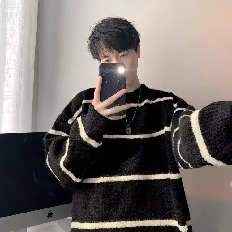 

Повседневный вязаный свитер в американском стиле ретро с v-образным вырезом, мужской цветной открытый кардиган, зимнее пальто для отдыха из полиэфирного волокна