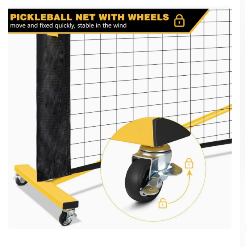 6.7m Pickleball Net with Wheels Metal Frame Outdoor Portable Competition Pickle Ball Net Stand Easy Install Training Tennis Net