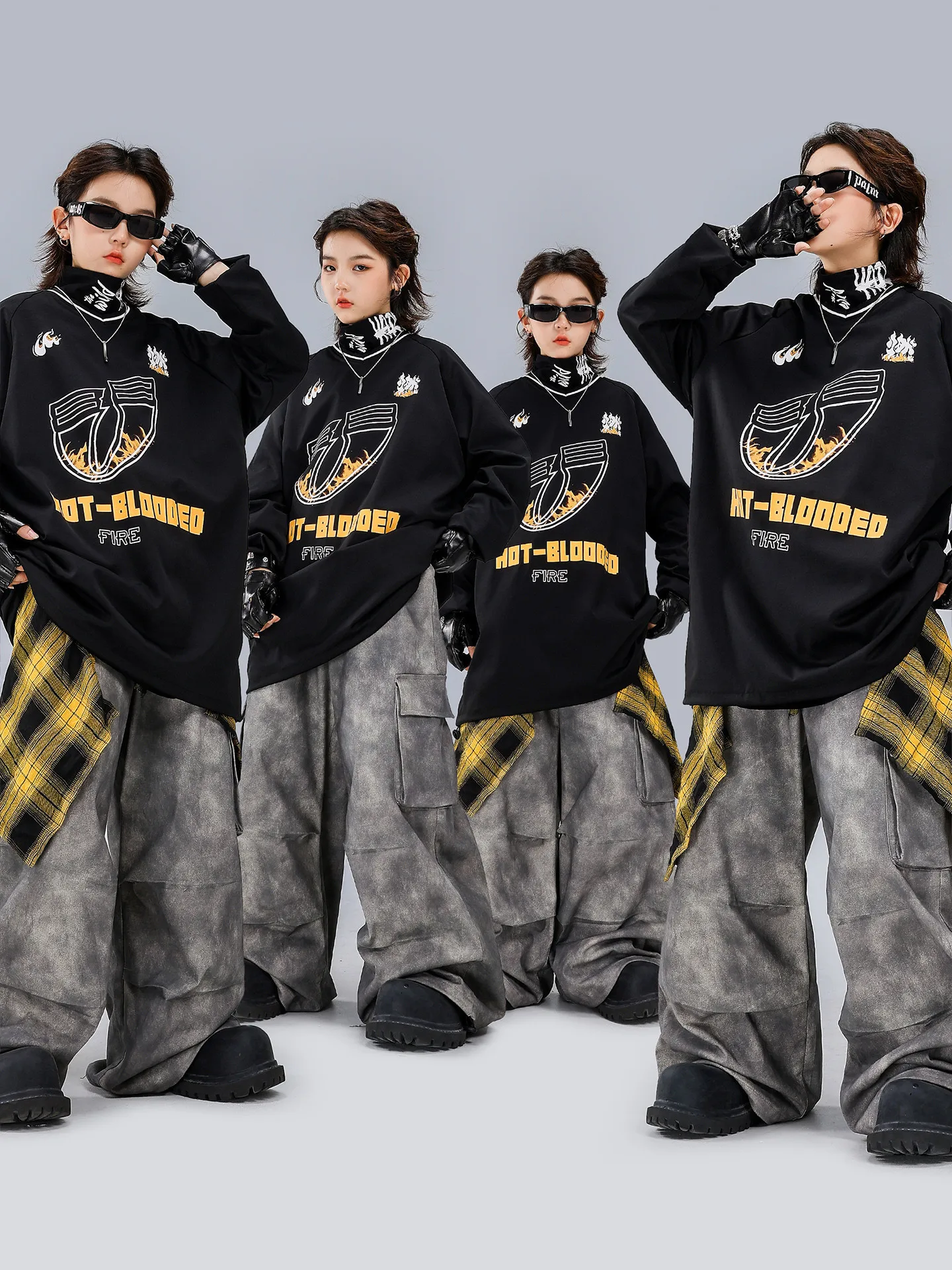 

Модный свитшот в стиле хип-хоп для мальчиков, брюки-карго с граффити для уличных танцев, костюмы для девочек в стиле K-pop и джаз, комплект детской одежды, уличная одежда для детей