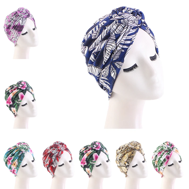 

Women Turban African Pattern Top Knot Headwrap Fashion Warm Bandana Hats Ladies Chemo Cap Bandanas India Hat Hair Accessories