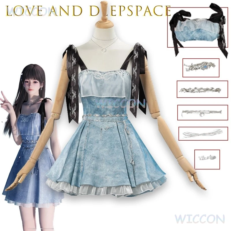 

Love and Deepspace Cosplay Heartbeat Moment Same Strapy Sundress Dress Anime Game Role Play Costume Sexy Summer Cos Gear Replica