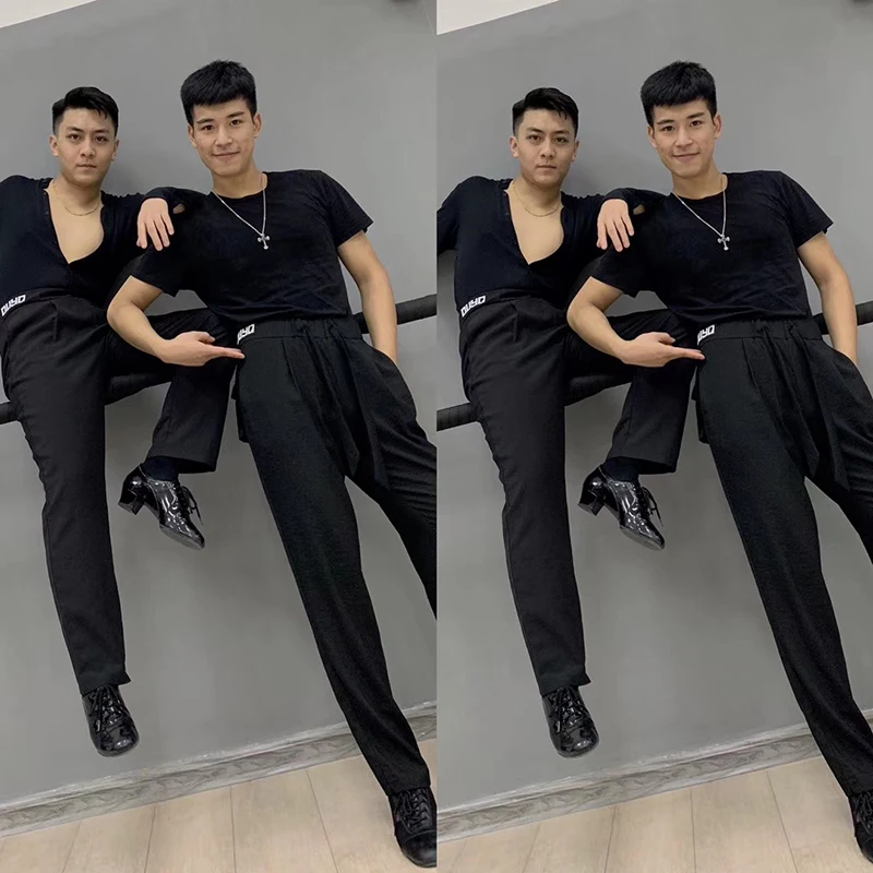 2022 Latin Dance Pants For Men Black Drawstring Casual Loose Training Pants Women Latin Dance Performance Pants Costumes DQS1007