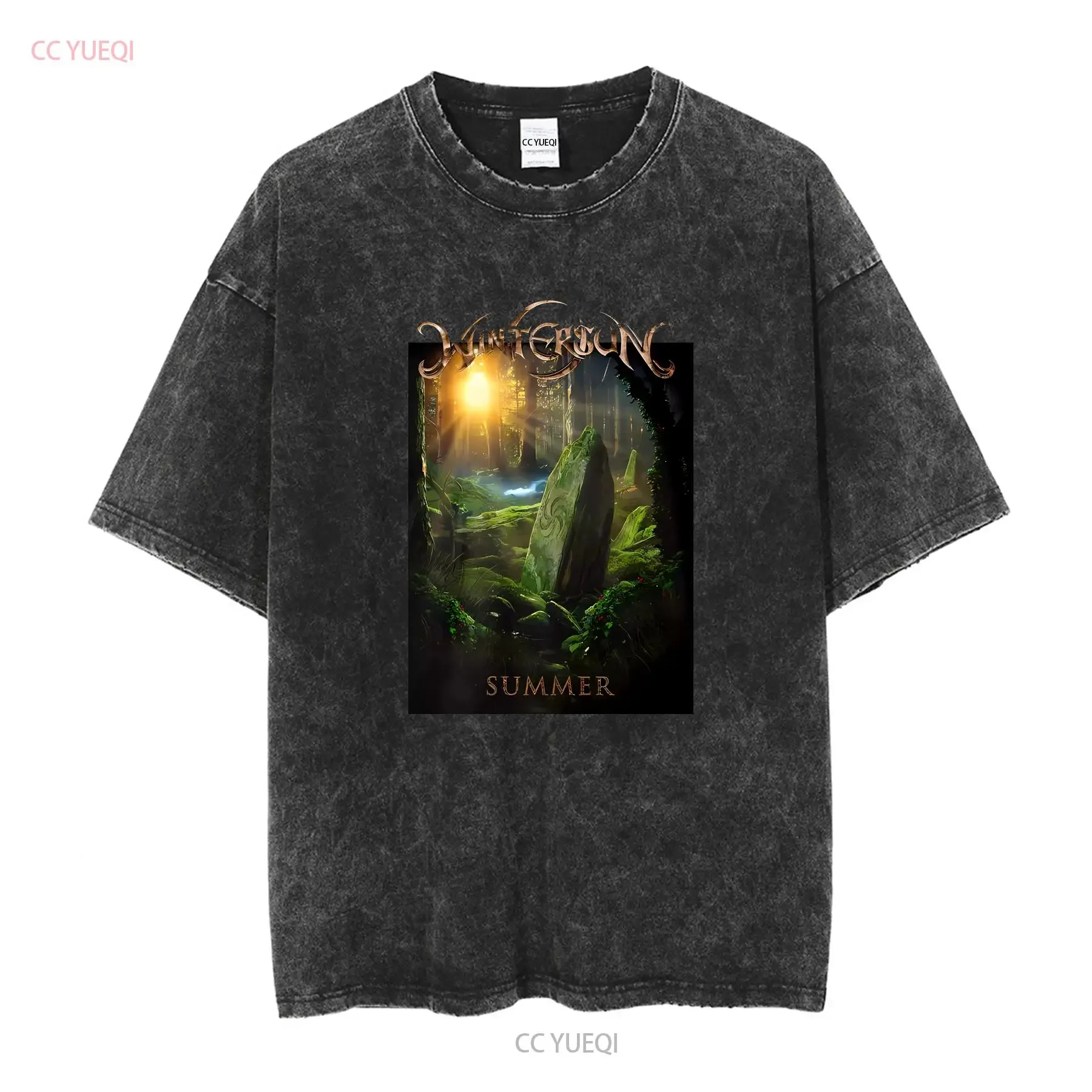 wintersun summer you are the source black T Shirt vintage Washed Unisex designer clothes graphic streetwear fashion Breathable