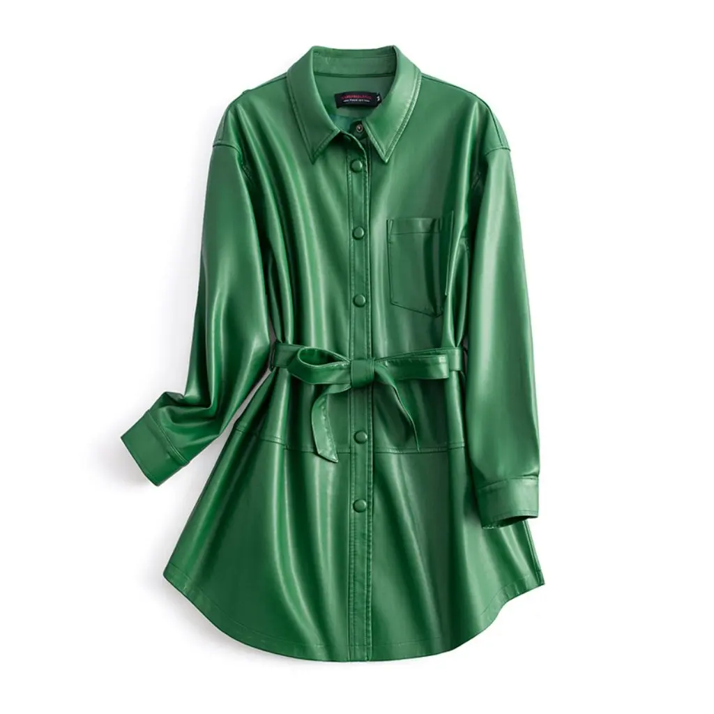 Kafu Landi-Chaqueta de cuero para mujer, ropa de abrigo versátil de estilo coreano, holgada, adelgazante, de talla grande, otoño