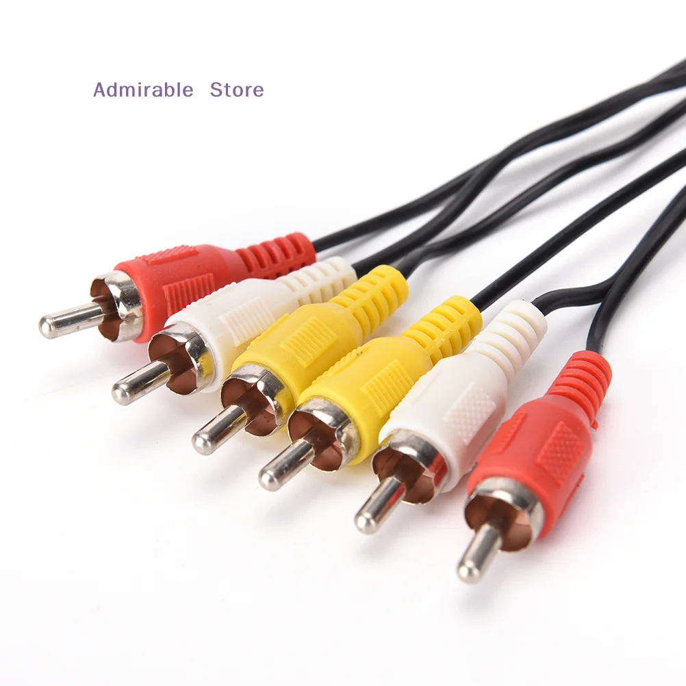 [W]3  Male to 3  Male Composite Audio Video AV Cable Plug  1M