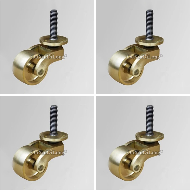 European Antique 4PCS Heavy Pure Brass Universal Furniture Casters Table Chair Sofa Bar Piano Mute Wheel Pulleys Rollers Runners