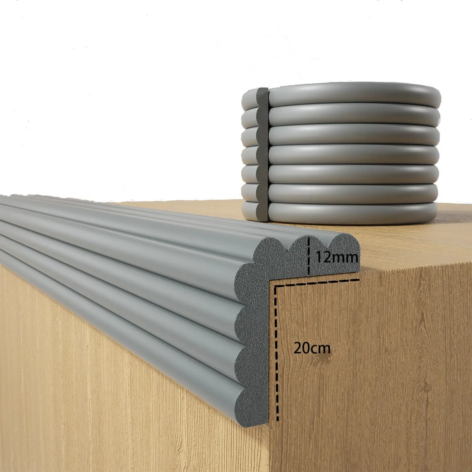 

Baby Proofing Wall Corner Protector, 6.56ft Thick Soft Rubber Foam Edge Guard for Furniture, Gray