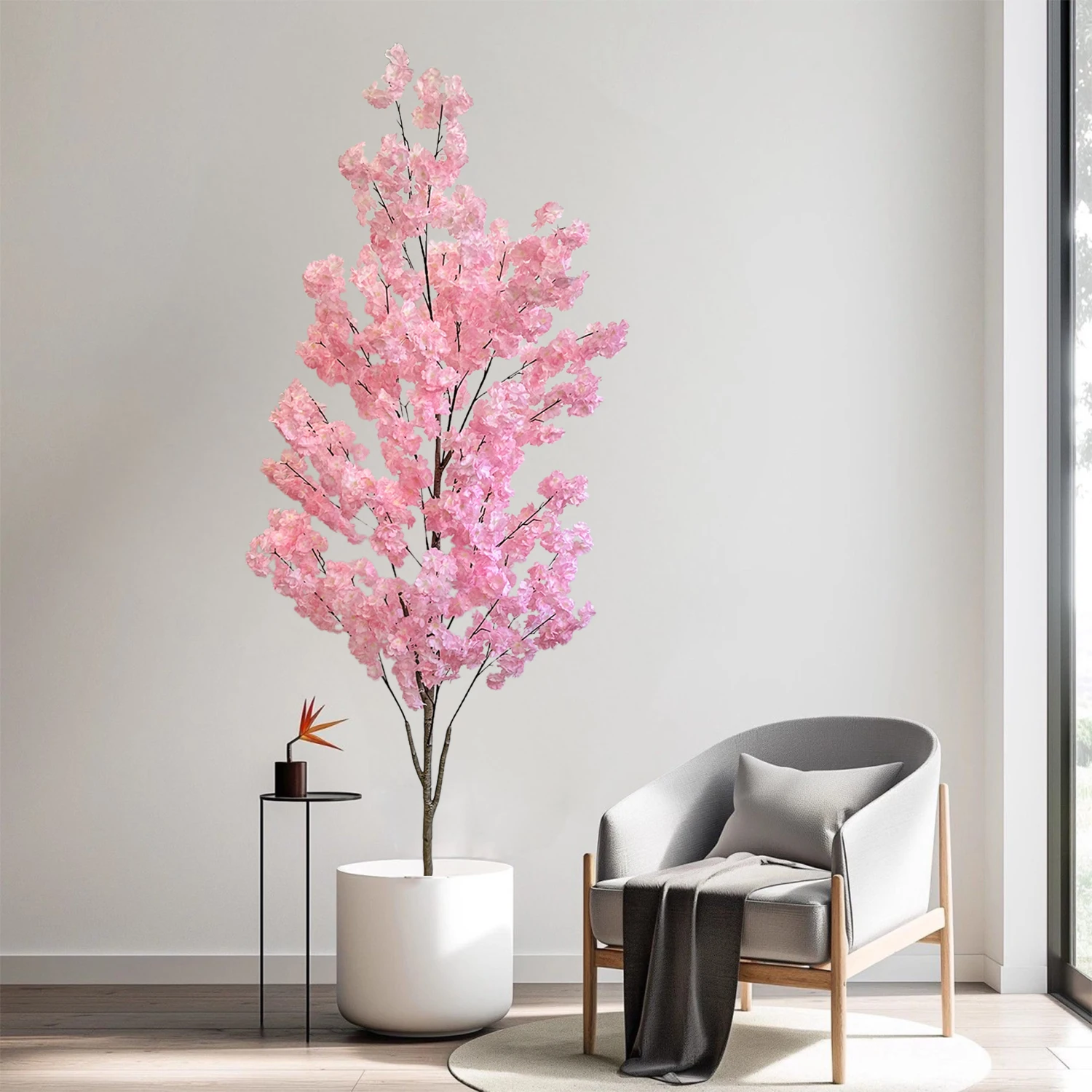 Nouvelle plante artificielle en cerisier 100-230cm, tronc naturel en soie, fausse feuille, ornement d'extérieur, fausse plante pour mariage, décoration de salle de maison