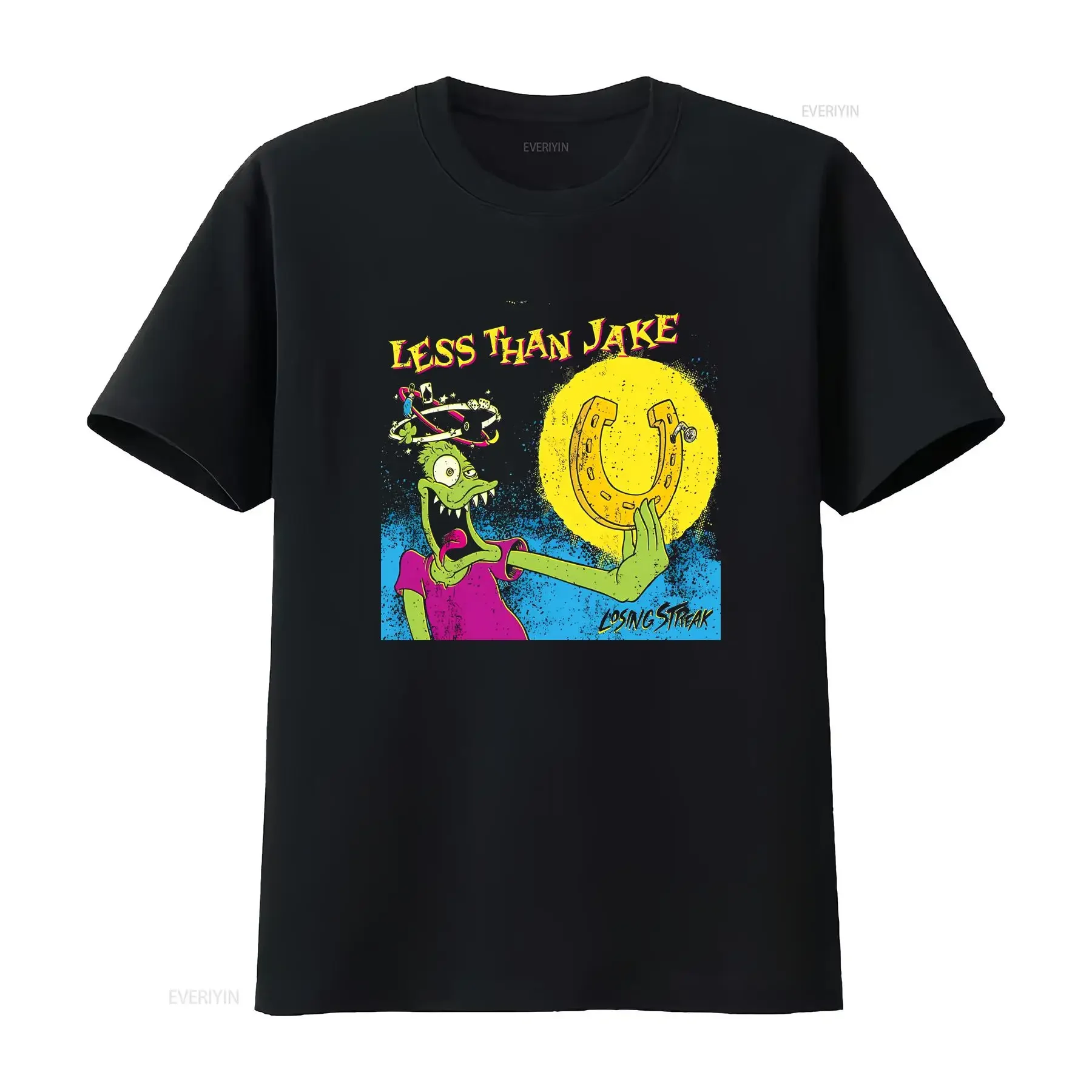 T-Shirt In Cotone, Album «Less Than Jake Losing Streak», Roger Lima, Matt Yonker, Stile Vintage, Effetto Invecchiato, Abbigliamento Firmato, Confortevole.-image