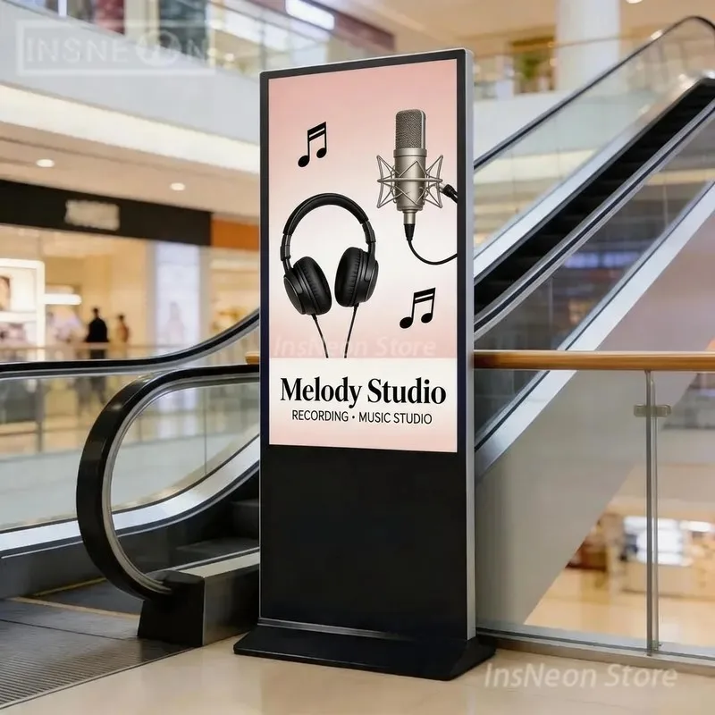 Indoor Vertical Melody Studio Touch Screen, Floor Standing 4K Advertising Display, Shopping Mall Elevator Digital Signage
