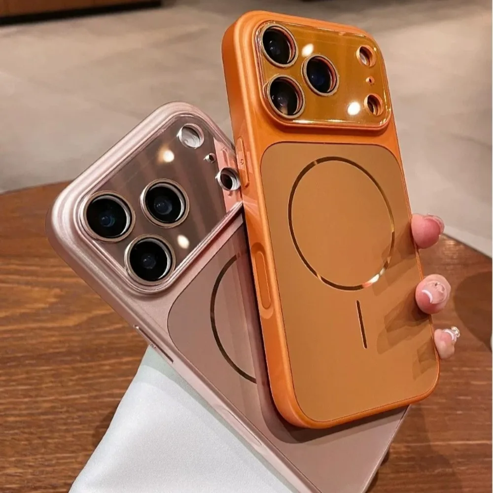 Glossy Metallic for Magsafe Case for iPhone 17 16 15 14 13 Pro Max Magnetic with AI Button Big Window Camera Protection Cover