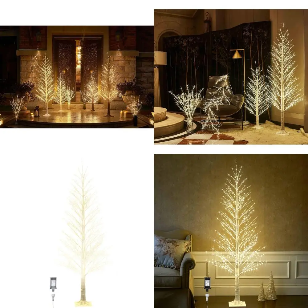 

Белое альпийское дерево на 8 футов со светодиодными гирляндами 810 для внутренних и наружных рождественских украшений