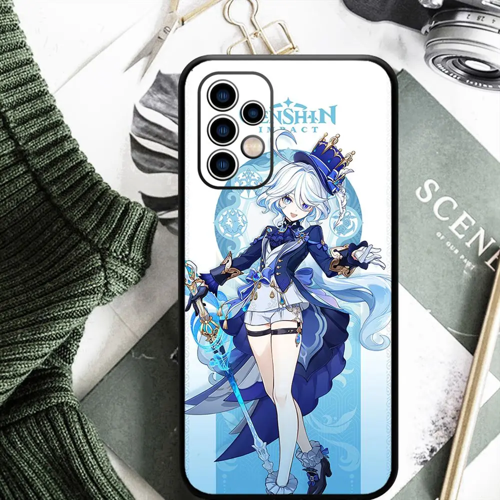 Genshin Impact Furina Endless Solo of Solmusicale Cryo Phone Case, SAMSUNG Galaxy A54 53 52 51 F52 A71 Note20 Ultra S23 M30 M21